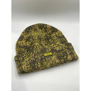 LQQK STUDIO Men's Black-Yellow Digi Camo QR Cuffed Fleece Line Beanie SZ OS